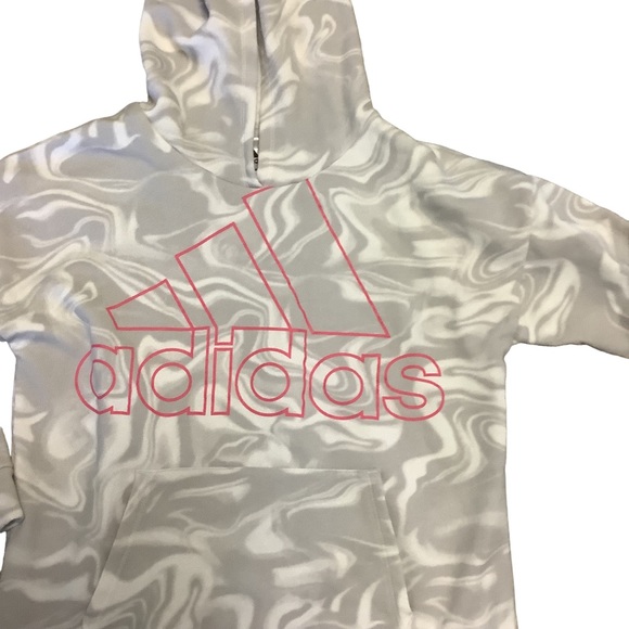 ADIDAS Girls Gray White & Pink Marbled Comfy Hoodie-Size 16 - Picture 3 of 9